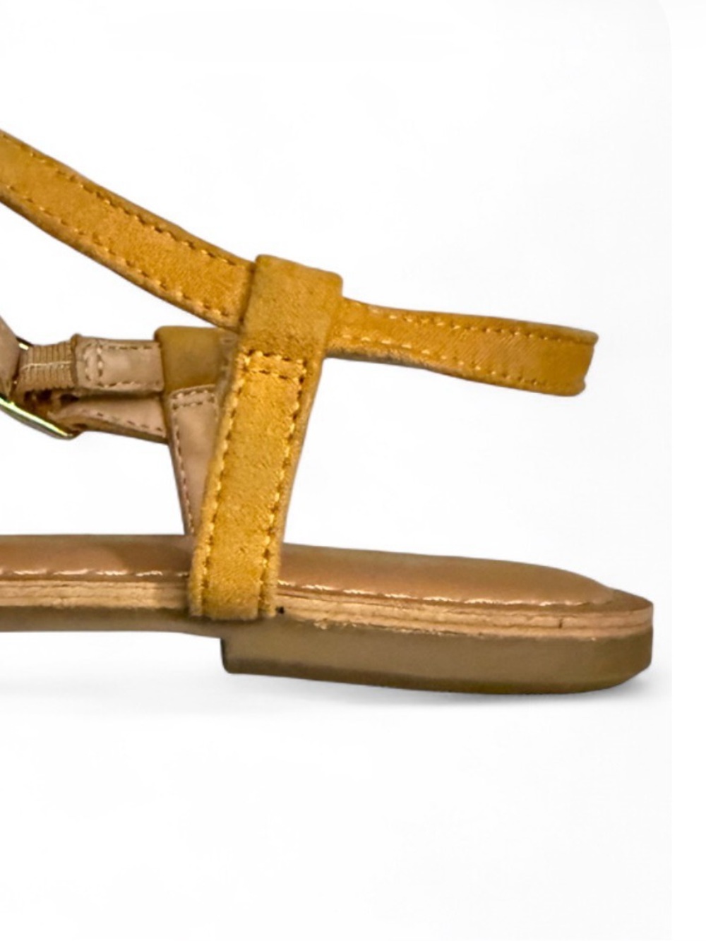 Old Navy Yellow Sueded Fringe T-Strap Sandals Size 8 - Picture 9 of 14